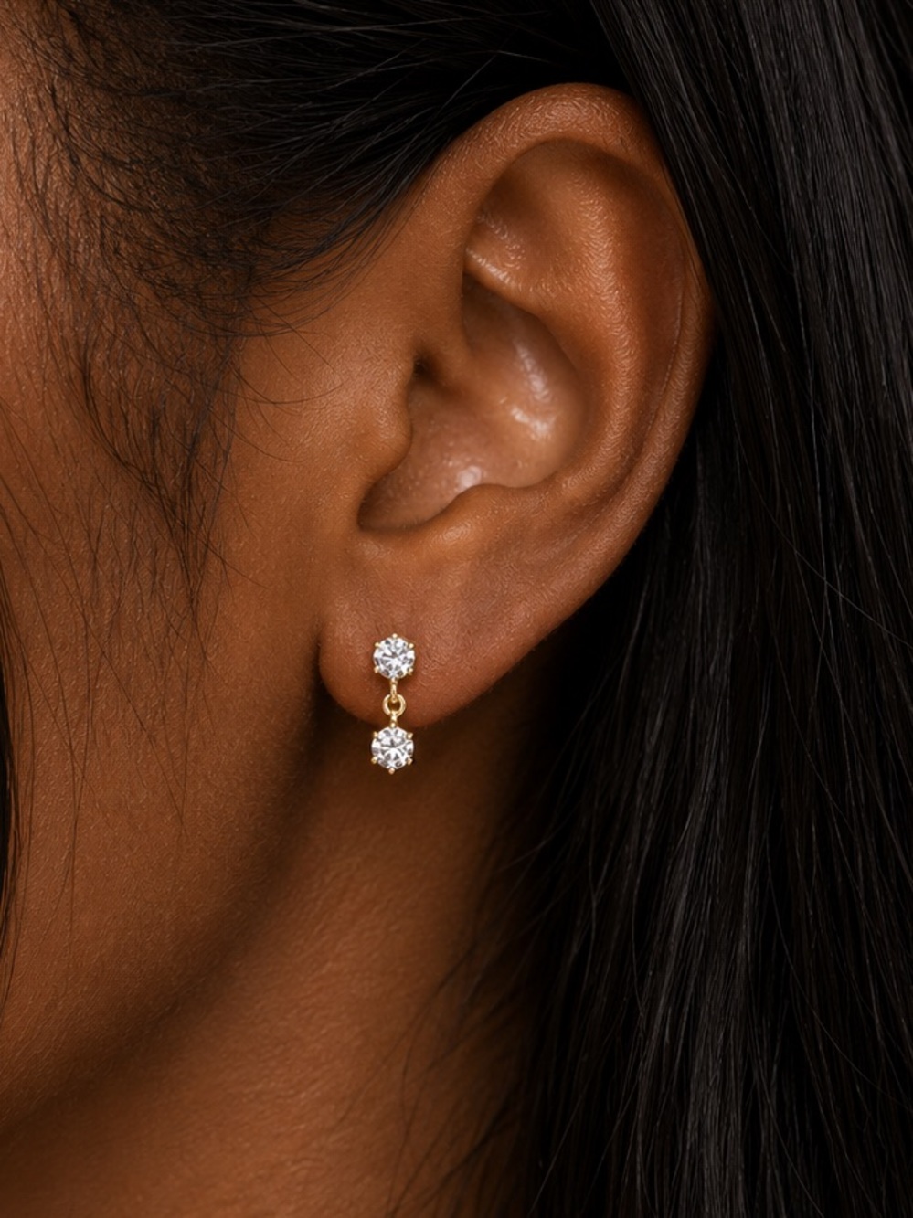 #150 Tiny Stainless Steel Drop Earrings Gold Plated